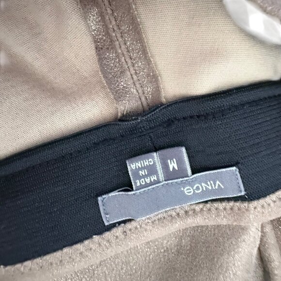 Vince Lamb Leather Suede Gold Shimmery Leggings Pants ankle crop 26" M stretch - Picture 12 of 12